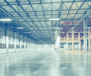 Clean warehouse with lights